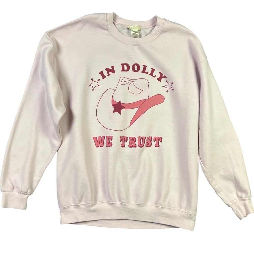 Altar'd State Sweatshirt S/M Pink In Dolly We Trust Western Graphic Pullover - Picture 2 of 9